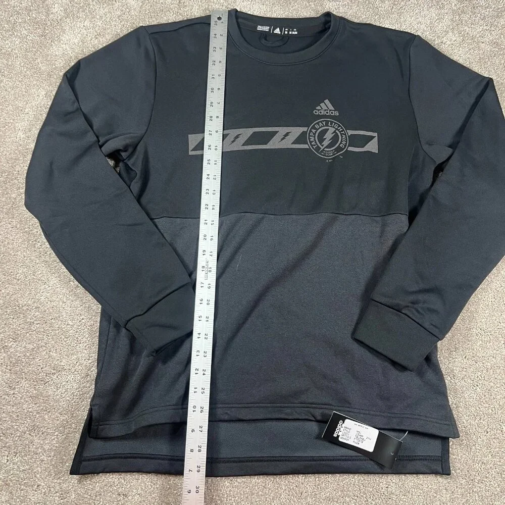 Adidas Mens Medium Black Pullover‎ Tampa Bay Lightning Hockey Sweatshirt NWT